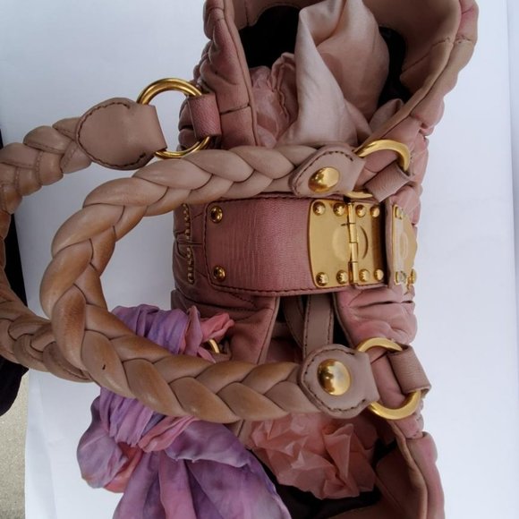 Vintage Miu Miu Prada Metelasse arcadie Leather hobo tote crossbody pink beige - Picture 9 of 14